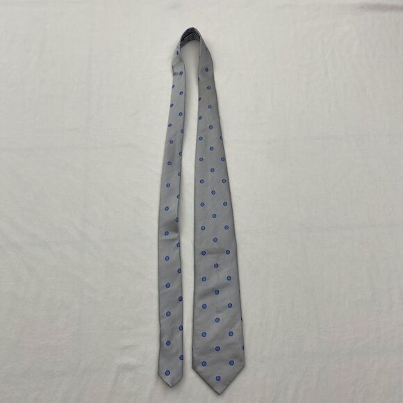 Thomas Pink Silk Tie Mens Gray Blue Polka Dot Classic Woven England Business - Picture 9 of 12
